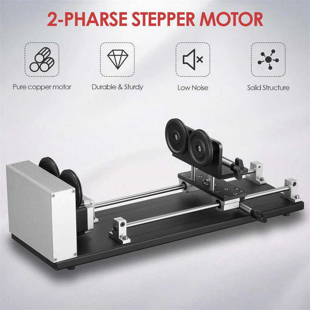 Monport 4-Wheel Rotary Axis with 360 Degree Rotation for 50W~150W CO2 Laser Engraver - Image 5