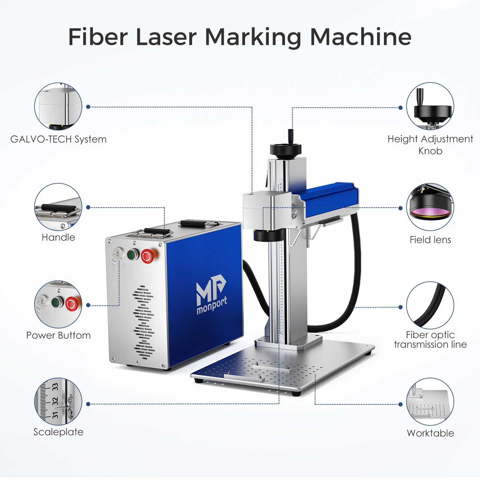 Monport 30/50W (7.9" x 7.9") Fiber Laser Engraver & Marking Machine with CE Approval - Image 5