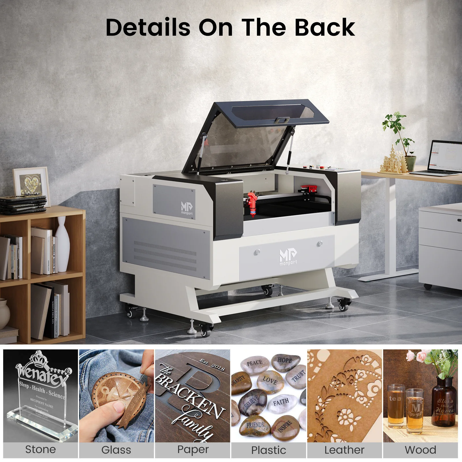 Monport 60W CO2 Laser Engraver & Cutter (28" x 20") with Autofocus and Bracket - Image 10