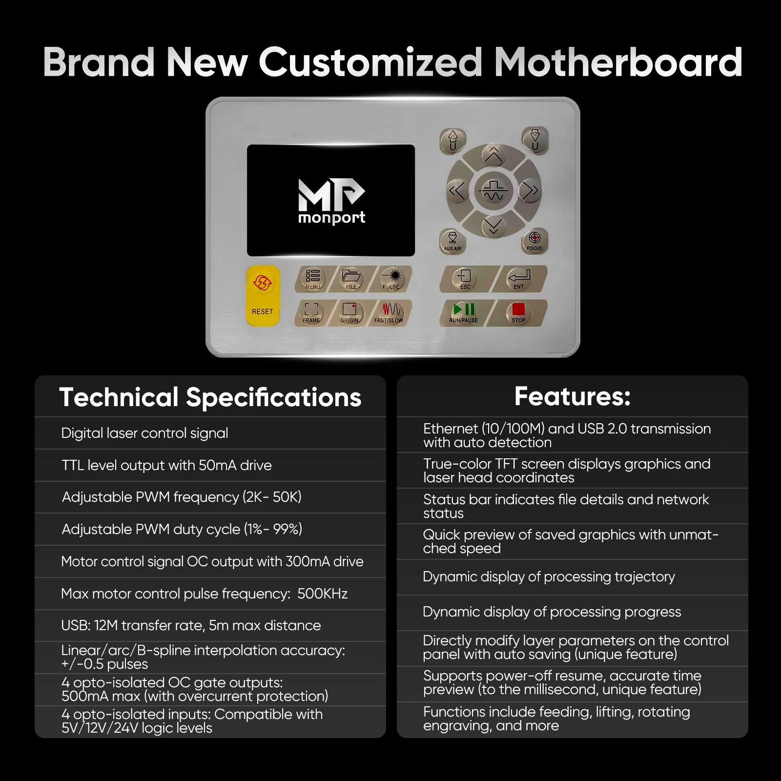 Monport 90W CO2 Laser Engraver & Cutter (28" x 20") with Autofocus and Bracket - Image 12