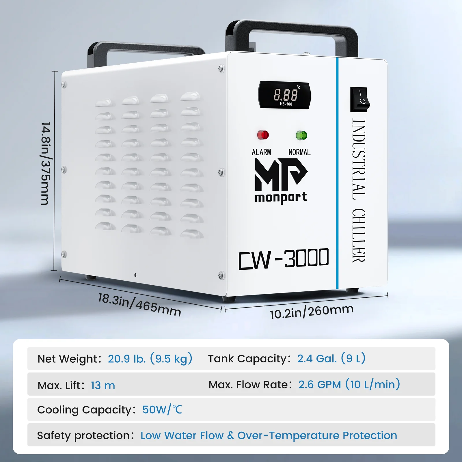 Monport 9L CW-3000 Water Cooling System for 30W-65W CO2 Laser Engraver - Image 10