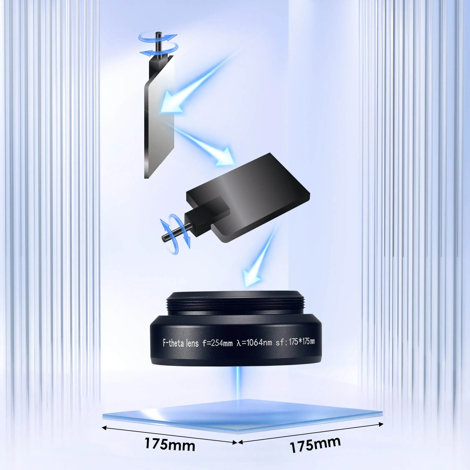 Monport F-theta M52 175mm*175mm Replacement Optical Scanning Lens for Fiber Laser Engraver - Image 7