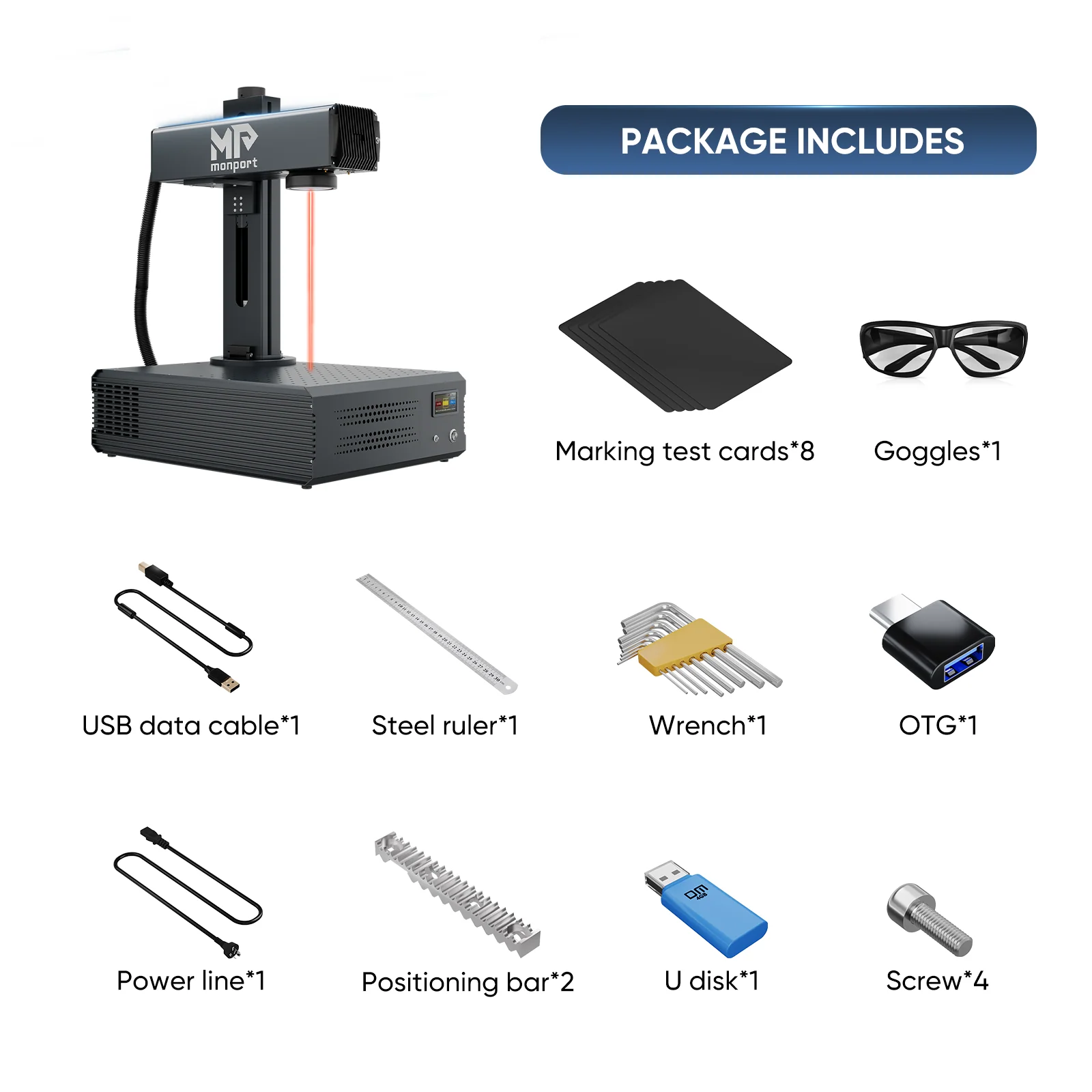 Monport GA 100W Upgraded Integrated MOPA Fiber Laser Engraver & Marking Machine with Auto Focus - Image 17