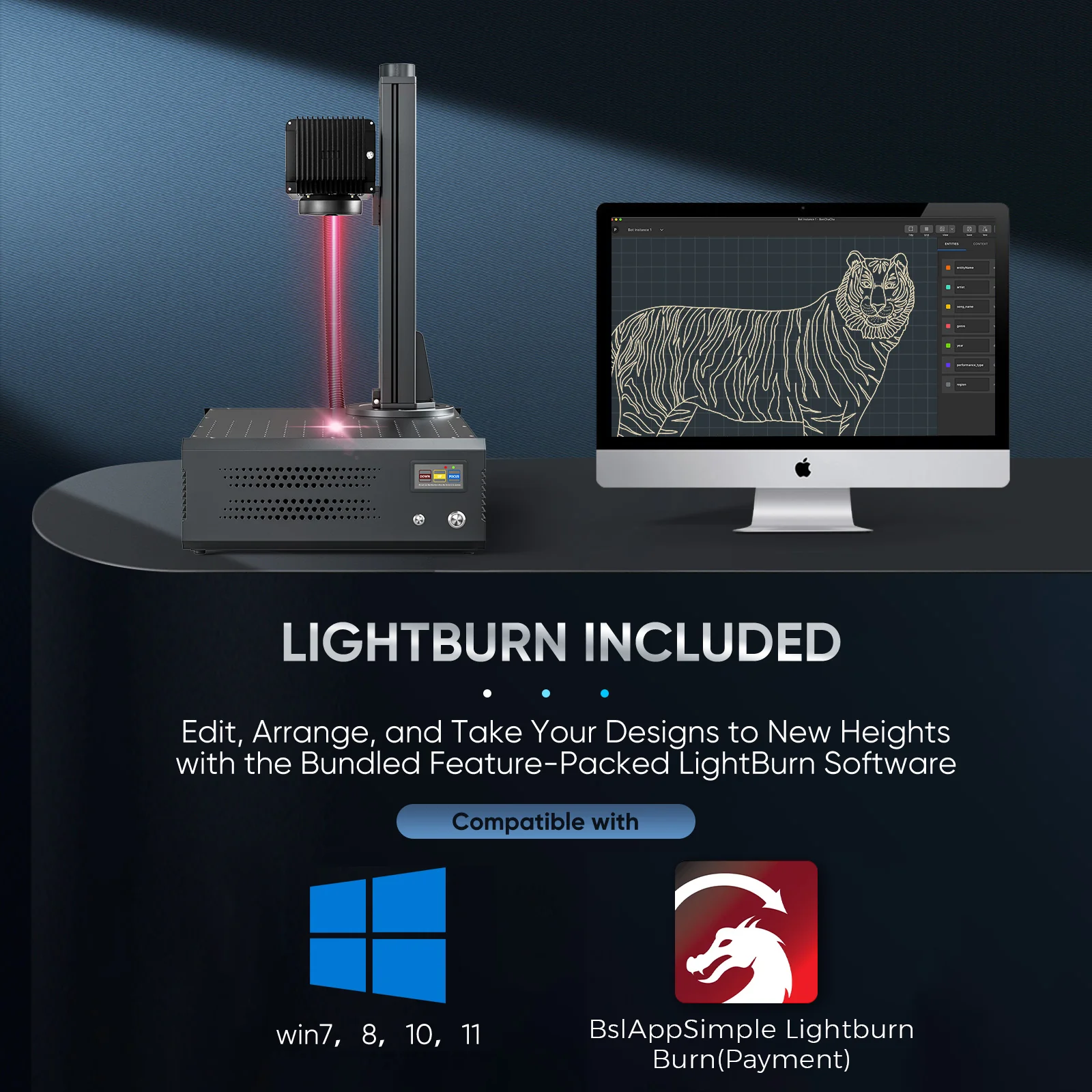 Monport GA 30W/60W/100W Upgraded Integrated MOPA Fiber Laser Engraver & Marking Machine with Auto Focus - Image 5