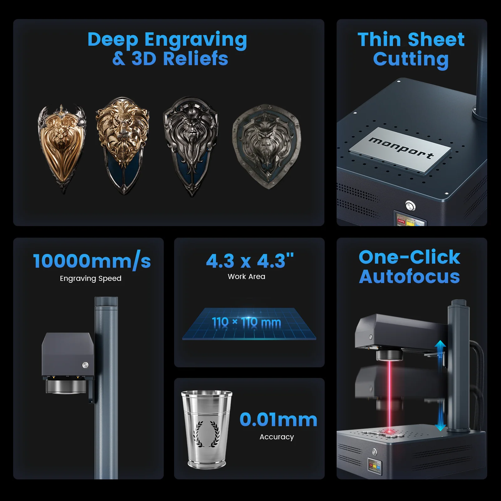 Monport GM 20W Pro Integrated Fiber Laser Engraver & Marking Machine with AutoFocus - Image 12