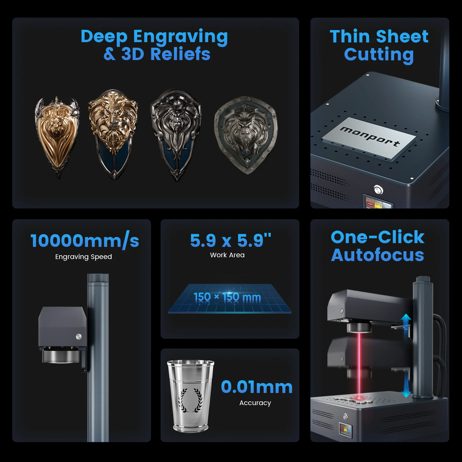 Monport GM 30W Pro Integrated Fiber Laser Engraver & Marking Machine with AutoFocus - Image 14
