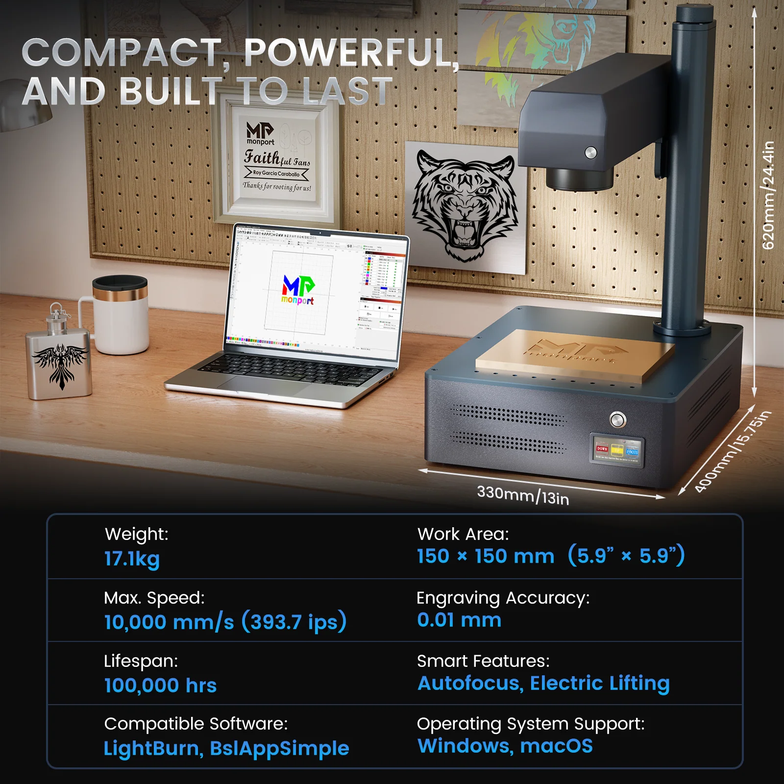 Monport GM 30W Pro Integrated Fiber Laser Engraver & Marking Machine with AutoFocus - Image 16