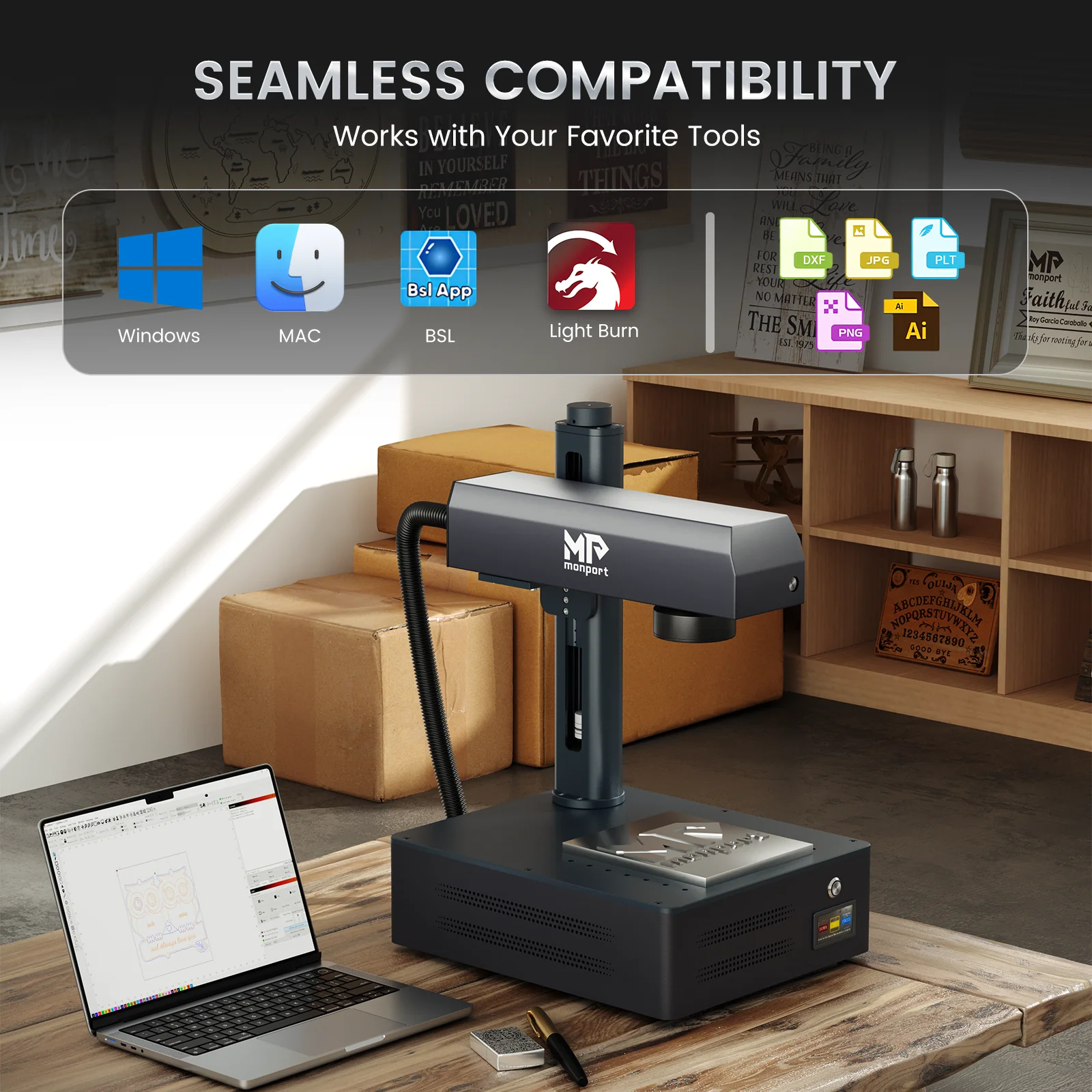Monport GM 50W Pro Integrated Fiber Laser Engraver & Marking Machine with AutoFocus - Image 15