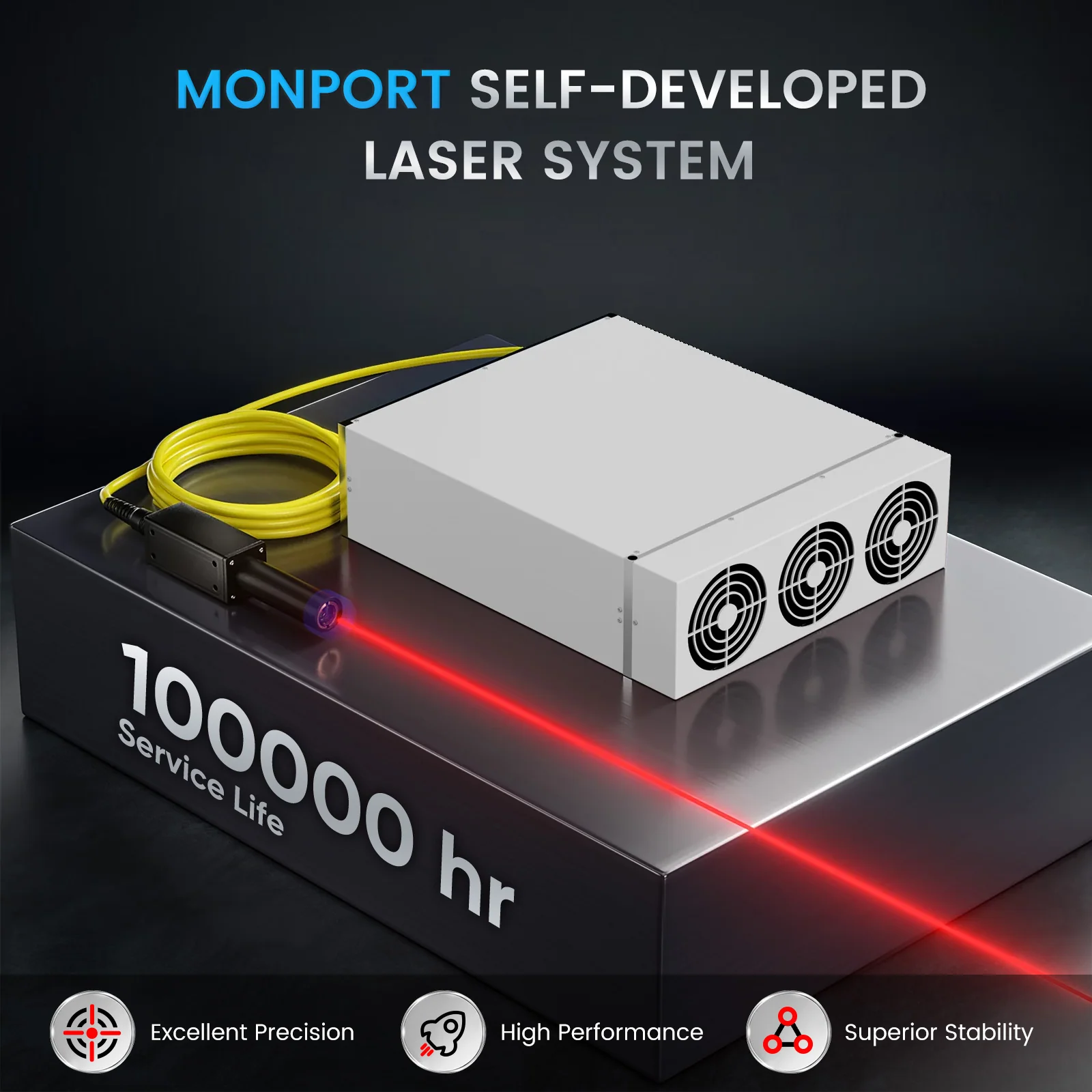 Monport GPro 100W Split MOPA Fiber Laser Engraver & Marking Machine With Manual Focus - Image 5