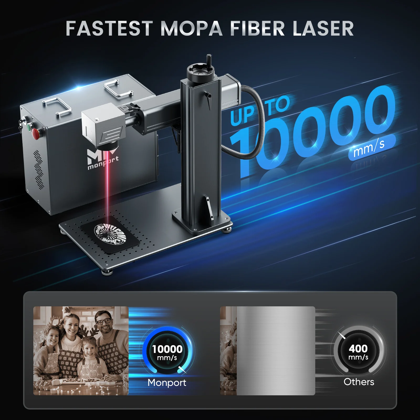 Monport GPro 60W Split MOPA Fiber Laser Engraver & Marking Machine With Manual Focus - Image 3