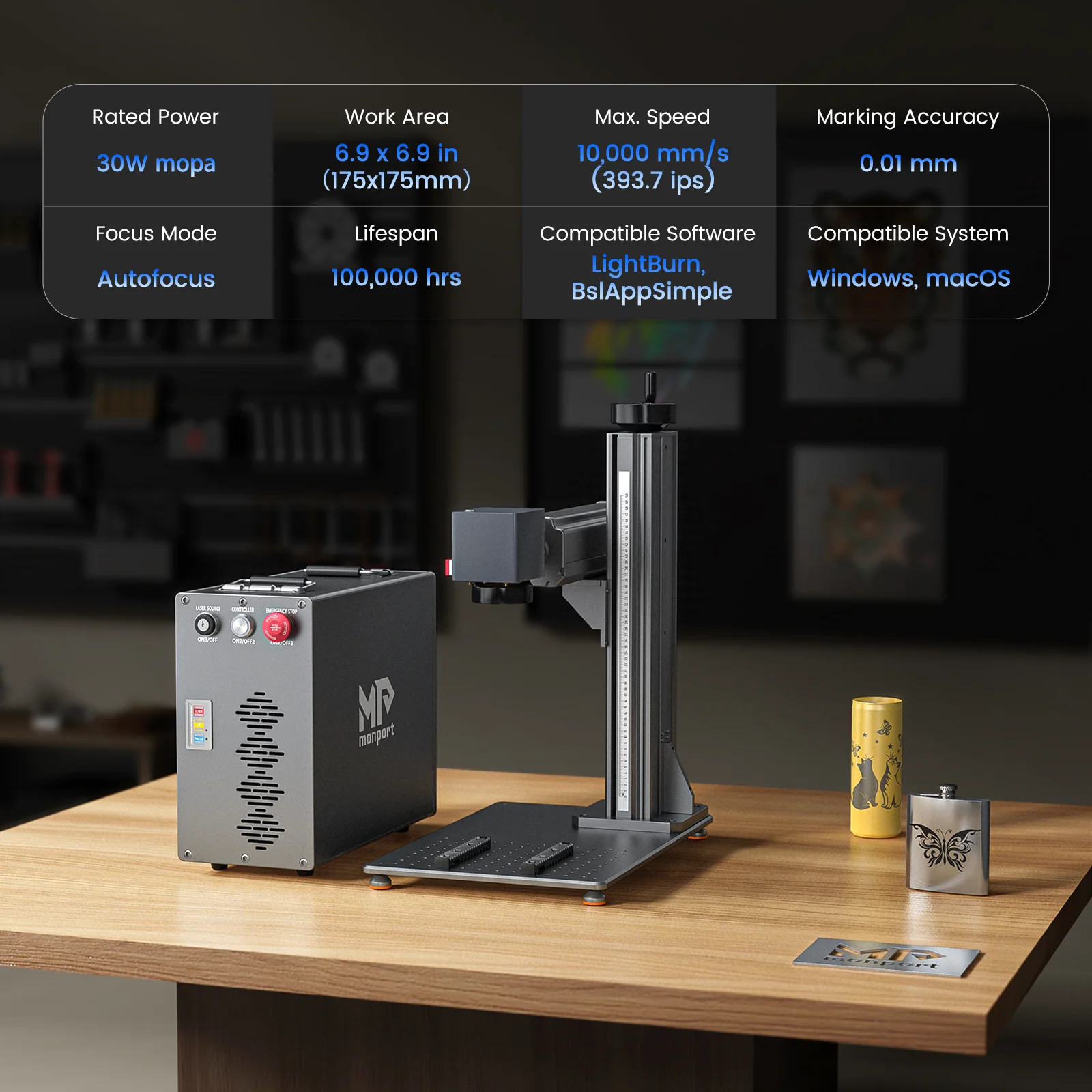 Monport GT 30W Split MOPA Fiber Laser Engraver & Color Marking Machine With AutoFocus - Image 5