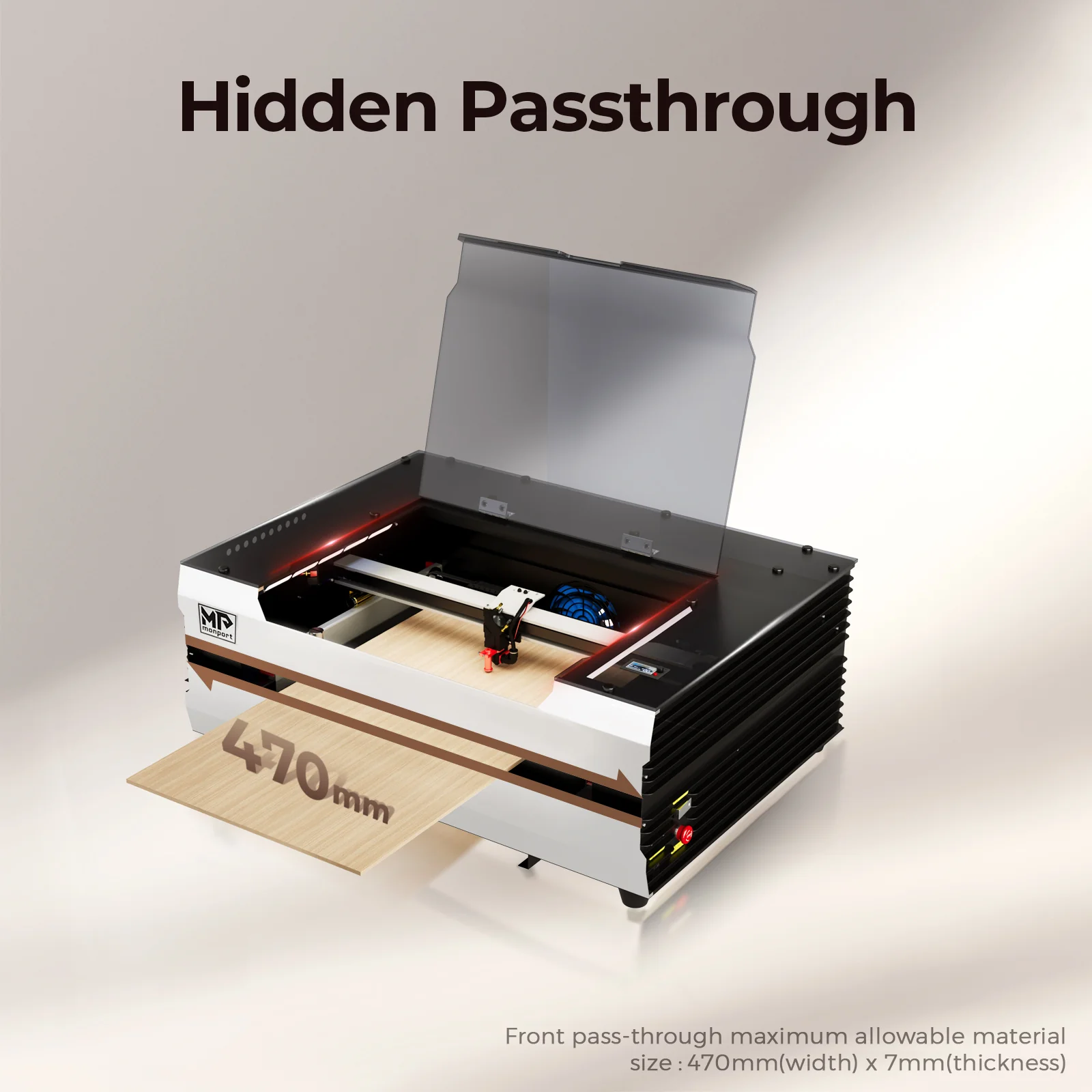 Monport Reno45 45W Desktop CO2 Laser Engraver & Cutter (16"X12") with Brand New Assisted-Autofocus - Image 17