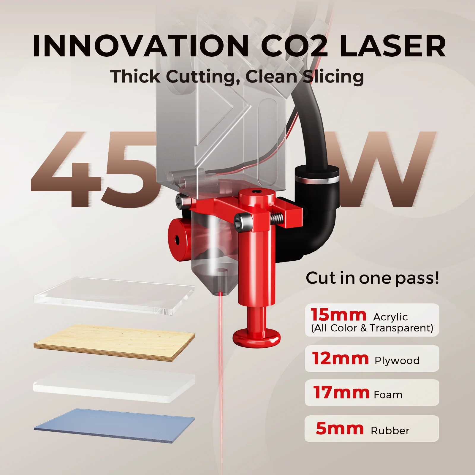 Monport Reno45 Pro 45W Desktop CO2 Laser Engraver and Cutter (16" x 12") with Brand New Assisted Autofocus - Image 8