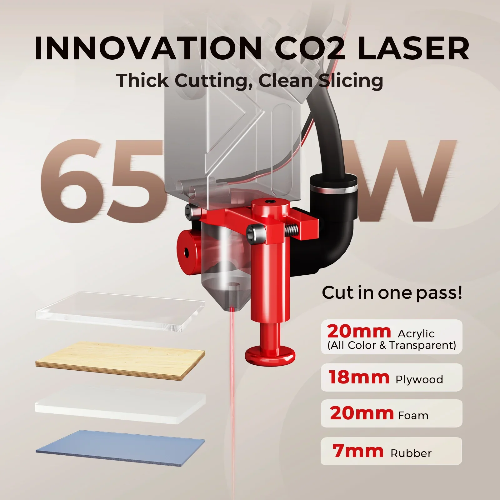 Monport Reno65 Pro Vision 65W Desktop CO2 Laser Engraver & Cutter (24" X 16") with 8MP HD Camera and Magnetic Assisted Autofocus - Image 11
